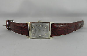 Longines Vintage Modelo 14k.Weiß Oro Art Deco Reloj con 6x Dígitos Brillantes