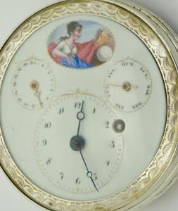 MUSEUM Napoleon I French silver&enamel Verge Fusee Calendar Regulator watch,1800