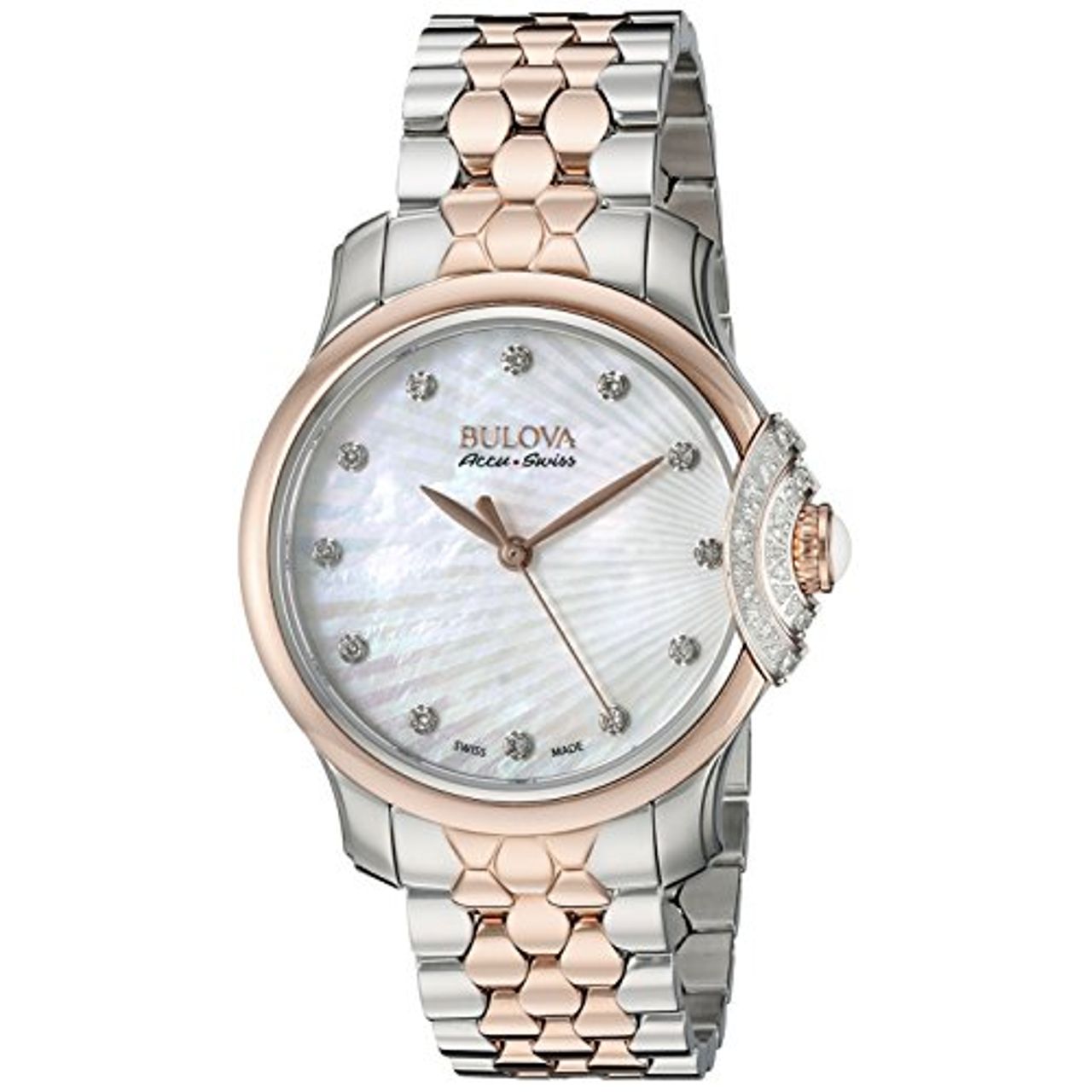 Bulova 65R164 Womens Mop Dial Analog Quartz Watch with Stainless Steel Strap