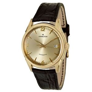 Hamilton H38435721 Mens Champagne Dial Analog Automatic Watch with Leather Strap