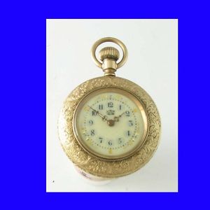 Pretty 14k Gold New England 15 J Duplex Pocket Watch 1905