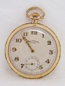 Vintage Swiss Solid 14K TEGRA CHRONOMETRE Pocket watch* EXLNT* Great Runner