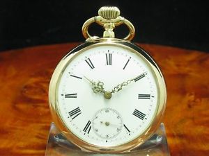 14kt 585 GOLD OPEN FACE TASCHENUHR / DURCHMESSER 47,4 mm