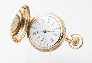 14kt Gold 585 P.S Bartlett Waltham Savonette Taschenuhr 3 Deckel + Gehäuse Gold
