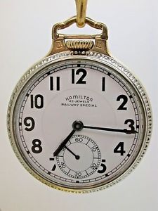 HAMILTON RAILWAY SPECIAL POCKET WATCH 950B 23 JEWEL CASE MODEL #2 TWO TONE 10B