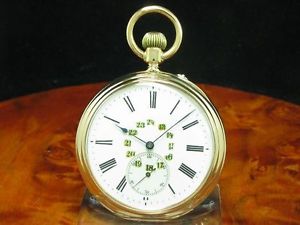 14kt 585 GOLD OPEN FACE TASCHENUHR / DURCHMESSER 51,5 mm