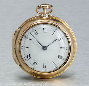 Ellicot London 1778 superb 22k gold pair cased cylinder pocket watch fusee