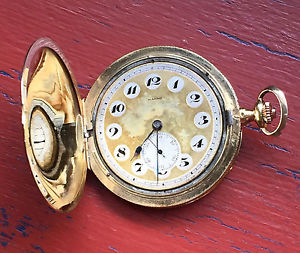 ANTIQUE 18K FULL HUNTER MEN'S POCKET WATCH FOR REPAIR OR PARTS