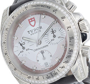 Tudor Chronograph mit Brillanten für Damen Luxus Uhr 20310 Krokoleder UVP 5450 €
