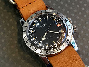 Vintage Glycine Airman Wristwatch Watch Pilot Military Rare Red Date None Hack