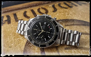 ZODIAC "RED DOT" VINTAGE AUTOMATIC CHRONOGRAPH DIVER, OVERSIZED WATCH UHR RARE