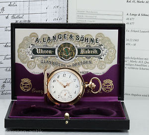 A. Lange & Sohne Glashutte 1A Quality 18k Gold 1905 mint condition certifikate