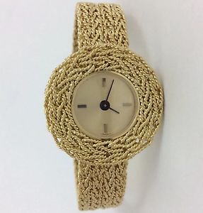 18K YELLOW GOLD BYZANTINE WOVEN BRAIDED MESH BRACELET WOMENS WRIST WATCH