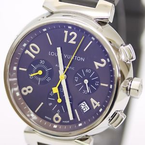 F / S Pre-owned LOUIS VUITTON Tambour Chronograph Watch Rubber Automatic Q1121