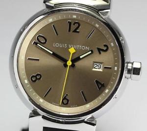 Free Shipping Pre-owned LOUIS VUITTON Tambour GM Q1112 Quartz Rubber Men