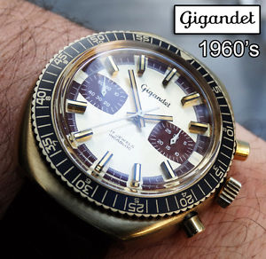 Vintage GIGANDET Panda Valjoux 7733 Two Register Chronograph 1960's