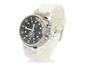 Free Shipping Pre-owned LOUIS VUITTON Tambour Diver Stainless Steel Rubber Q1031