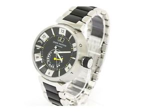 Free Shipping Pre-owned LOUIS VUITTON Tambour In Black Power Reserve Q109G