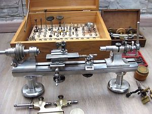 Vintage Watchmakers lathe -Lorch-8 mm - 400 mm- quality German Attachments