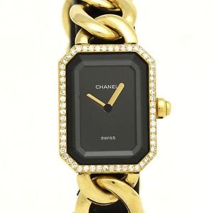 Auth CHANEL Premiere M size Lady's Quartz YG×diamond 181646
