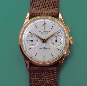 Vintage 40's Universal Geneve 18k Pink Gold CHRONOGRAPH Uni-Compax Antique Watch