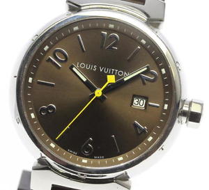 Free Shipping Pre-owned LOUIS VUITTON Tambour Q1111 QZ Genuine Leather Belt