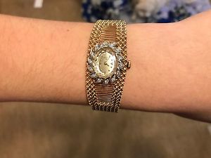Vintage Ebel Ladies 14K And Diamond Bracelet Watch NO RESERVE!