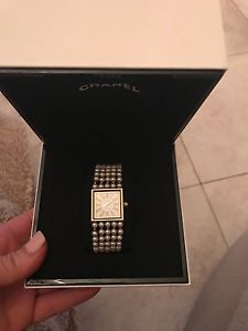 Chanel Pearl and 18K Gold Mademoiselle Watch