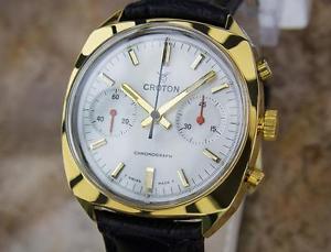 Croton Swiss Made Men's Chronograph Gold Plated Vintage Wrist watch c1970 MX156