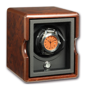 UNDERWOOD TRAVEL OR DESK CASE WATCH WINDER ~ RARE BURLWOOD CASE ~ A/C ~ NEW