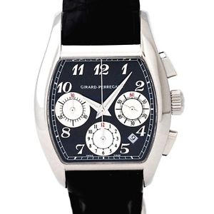 Auth GIRARD PERREGAUX Richeville chronograph Men's Automatic SS×leather 189151