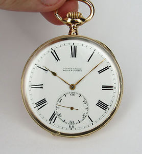 Vintage ULYSSE & NARDIN pocket watch, big size, 18 kts solid gold, excellent !!