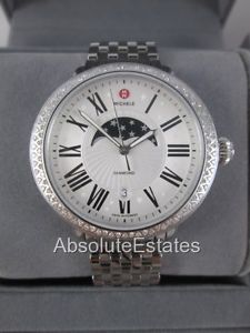 Michele Serein Diamond Bezel Moon Phase Stainless Watch MW21D01A1981 Refurbished
