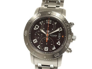 Free Shipping Pre-owned HERMES Clipper Diver Chrono CP2.941 With Genuine BOX