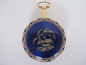 5K1028 Rare antique Blue enamel inlaid pearls 21k solid gold  镶珍珠珐琅彩 古董实金怀表