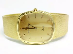 Men's Vintage 14k Yellow Gold LUCIEN PICCARD WATCH 5J 256.041 1204 8012 BOX