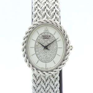 Auth CREDOR Dress watch 1E70-3D90 Women's Quartz K18WG&Diamond 201429