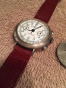 VINTAGE EBERHARD& CO.CHRONOGRAPH Rare Reissue 925. STERLING SILVER  WRIST WATCH