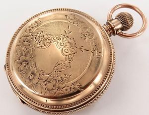 STUNNING / RARE 8K SOLID GOLD 1887 ELGIN 18S 7J HEAVY SET POCKET WATCH, WORKING.