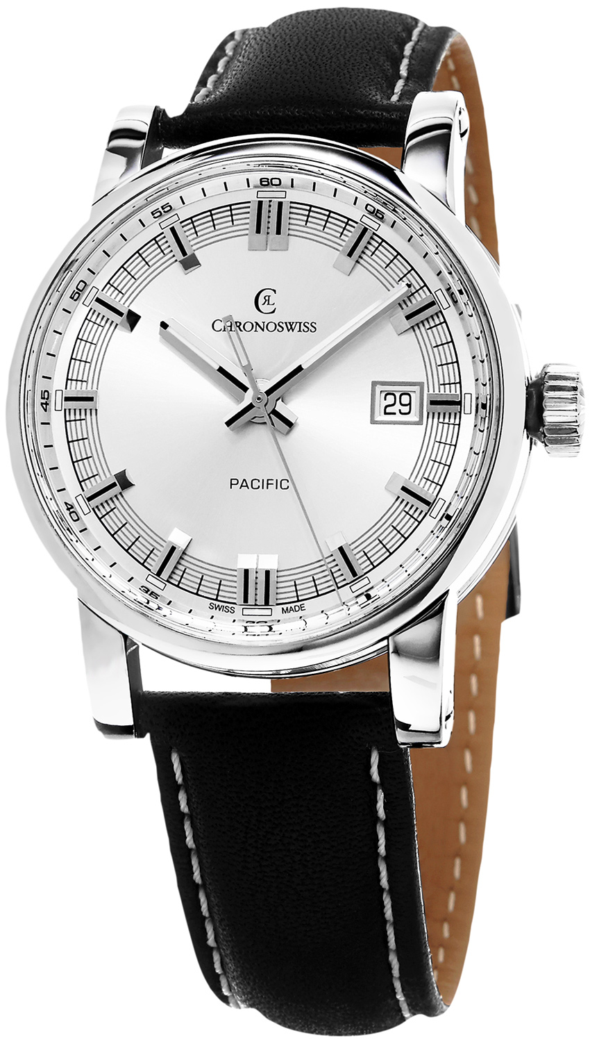Chronoswiss Grand Pacific Automatic Steel Mens Strap Watch Date CH-2883B-SI/31-1