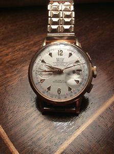 Vintage Swiss Britix chronograph 18k gold watch