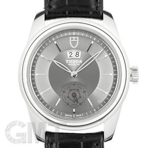 TUDOR Glamour Double Date Grey Dial Black Leather Watch 57000 image 1