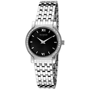 Wittnauer 10RB05 Womens Black Dial Quartz Watch with Stainless Steel Strap