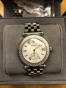 Mint Genuine Michele "Caber" 2-tone Gold Silver 58 CT Diamond Watch MWW16A000066