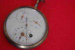 HUGE 65MM Pocket Watch with Day-Date Sweep Center SECONDS Verge Fusee C.1810RUNS