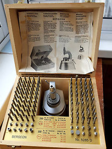 NEW ! NOS ! Swiss BERGEON 5285 D staking tool set in original box and wooden box