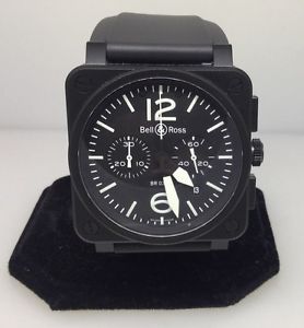 BELL & ROSS AVIATION BLACK DIAL PVD AUTOMATIC CHRONGRAPH MENS WATCH BR03-94 NEW!