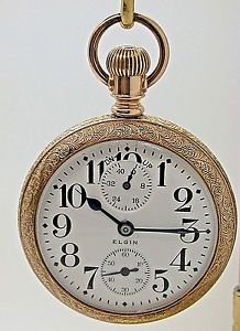 VINTAGE ELGIN SIZE 18 UP DOWN INDICATION GRADE 240 OPEN FACE MADE IN 1909  8C