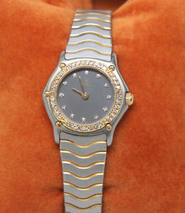 EBEL Classic Wave 18k GOLD & DIAMOND Bezel Swiss made women's watch 1057902
