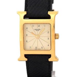 Auth HERMES H-watch RS1.201 Women's Quartz GP&Leather(◯Z) 189146